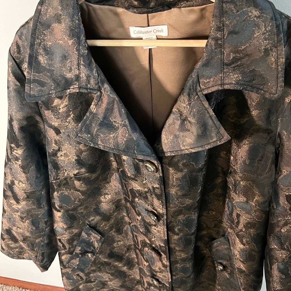 Coldwater Creek Women's Black and Brown Trench Coat - Picture 2 of 9